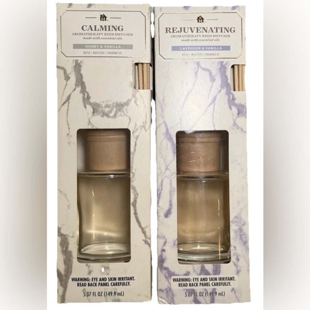 REJUVENATION Essential Oil Aromatherapy Reed Diffusers Lot of 2 Vanilla Calming